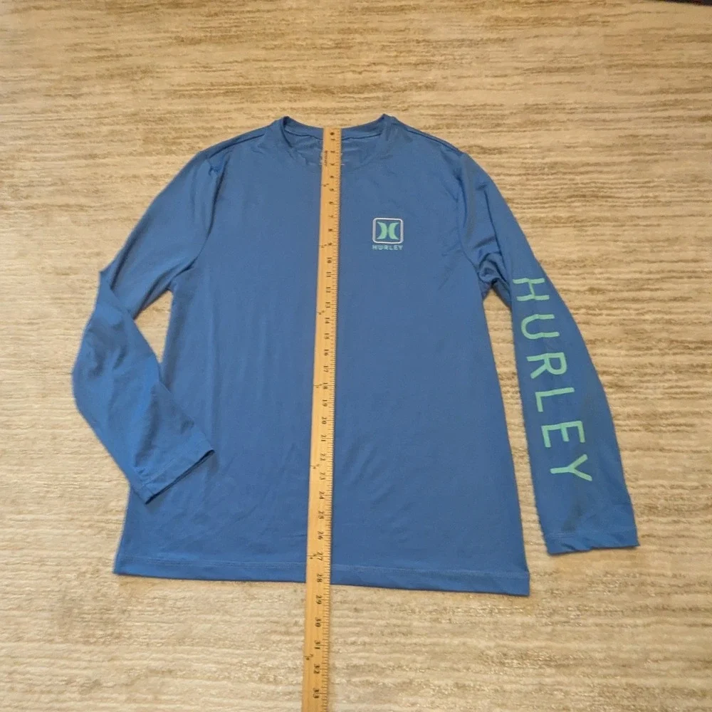 Hurley Rash Guard Mens Sz M Blue Long Sleeve Sun Protection Shirt Performance